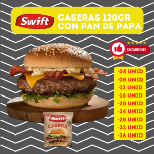 Hamburguesa Swift Casera de 120gr con pan de papa.